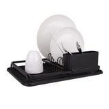 Black Aluminium Dish Rack with Draining Board - Minimax