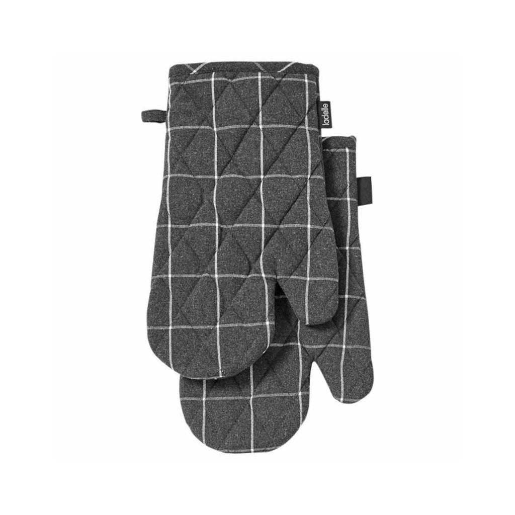 Ladelle Eco Check Oven Mitt Charcoal Set of 2 | Minimax