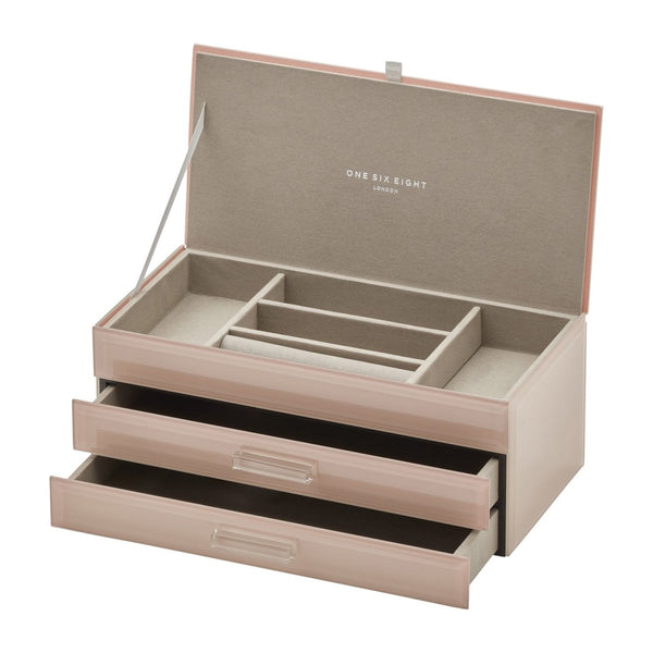 One Six Eight London Gabriella Jewellery Box with Drawers Blush Large | Minimax