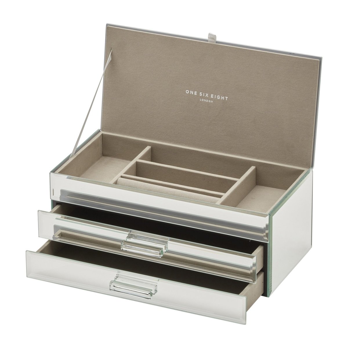 One Six Eight London Gabriella Mirror Jewellery Box with Drawers Large | Minimax