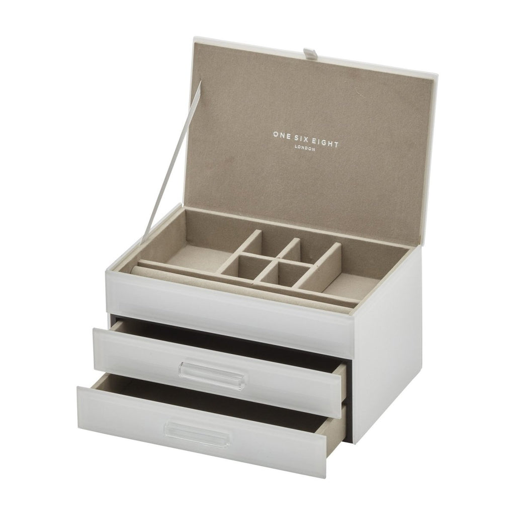 One Six Eight London Gabriella Jewellery Box with Drawers White Medium | Minimax