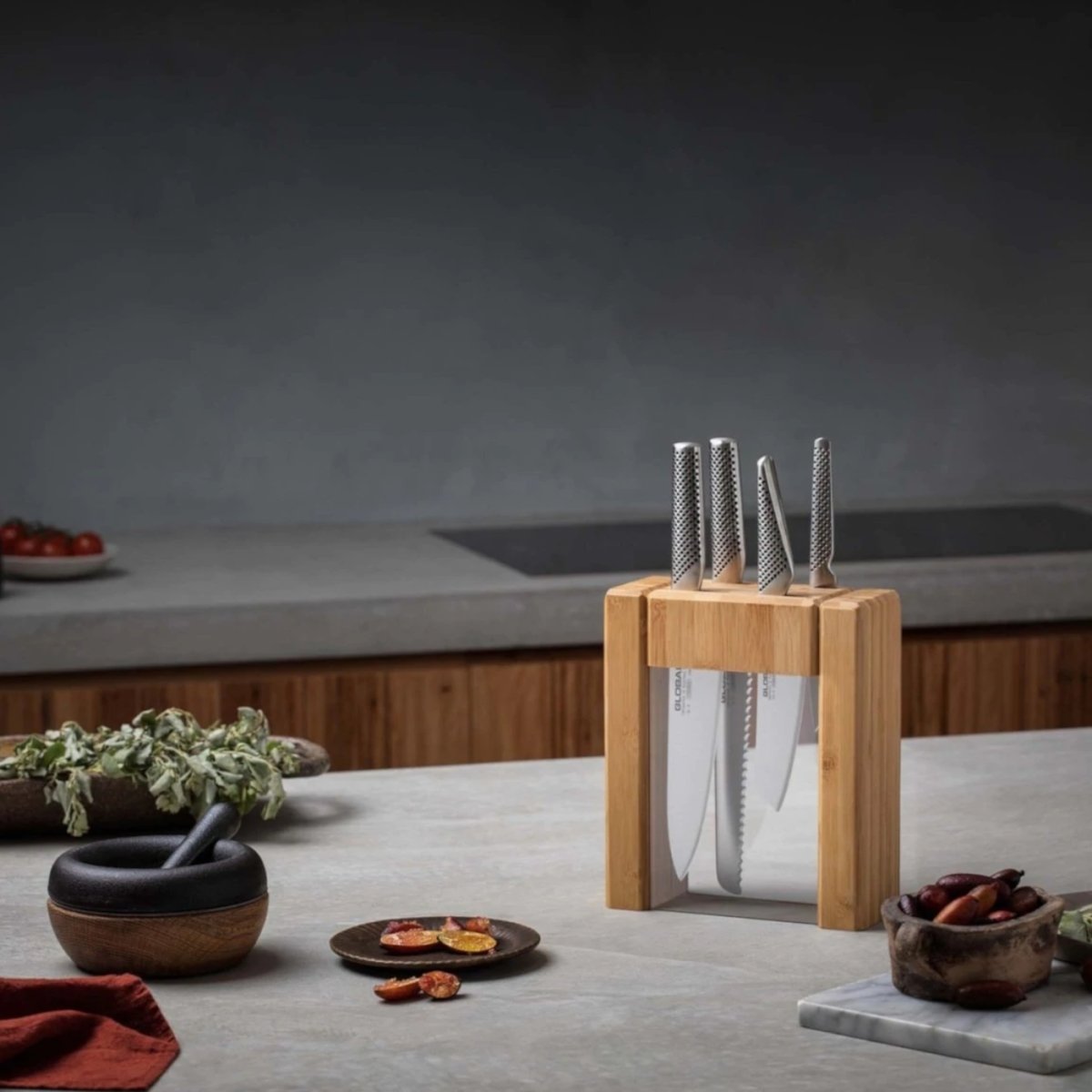 Global Ikasu V Knife Block Set 5 Piece (aka Teikoku) l Minimax
