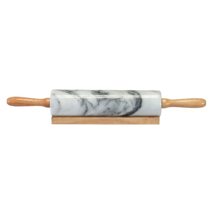 Grey Marble Rolling Pin with Wooden Base - Minimax