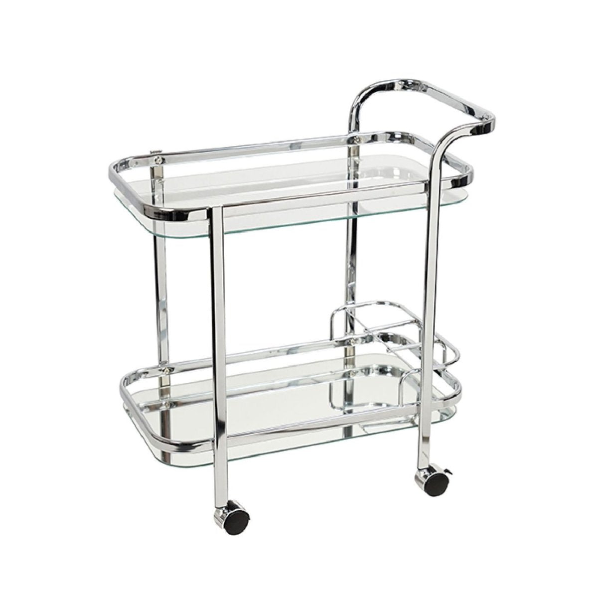 Pure Homewares Piaf Rectangular Silver Clear Bar Cart | Minimax