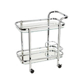 Pure Homewares Piaf Rectangular Silver Clear Bar Cart | Minimax