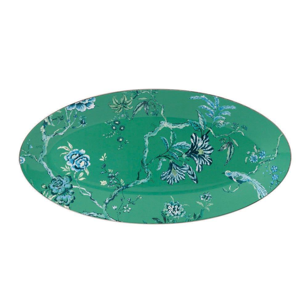 Jasper Conran Chinoiserie 45cm x 24cm Green Oval Dish - Minimax