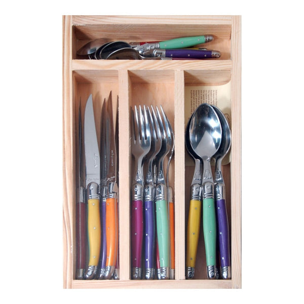 Jean Dubost 24 Piece Mixed Colour Cutlery Set - Minimax