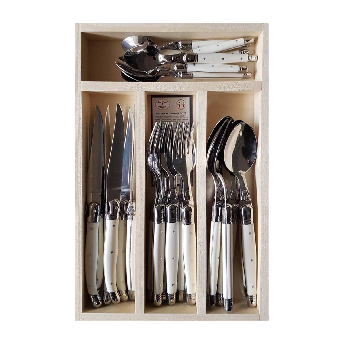 Laguiole Jean Dubost Deluxe Cutlery Set White 24 Pieces | Minimax