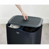 Joseph Joseph Tota laundry separation basket in black with dual compartments