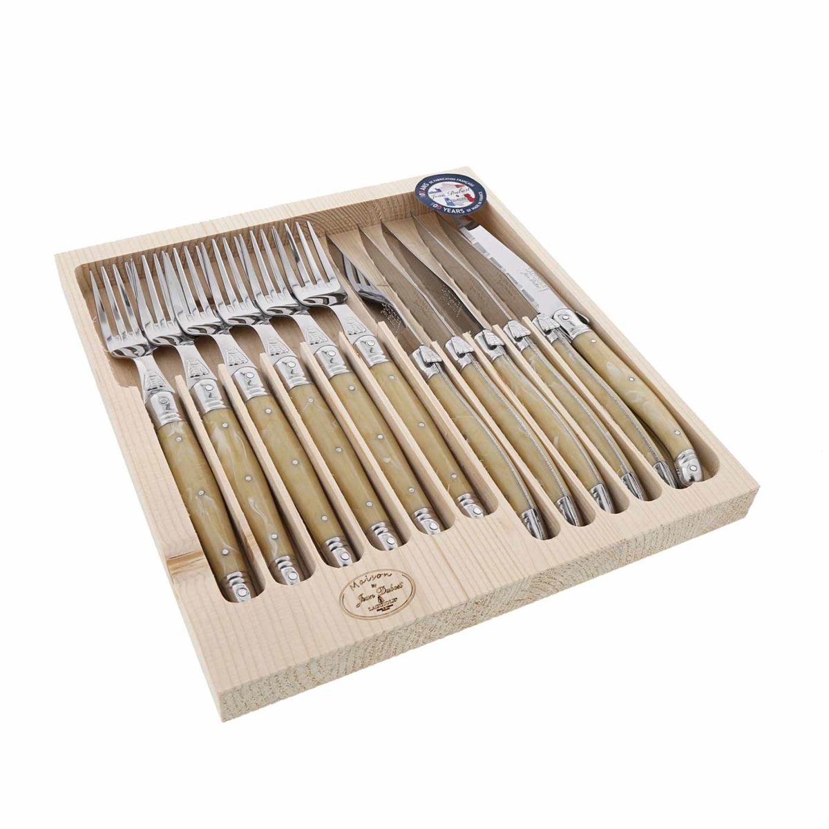 Laguiole Jean Dubost Maison 12 Piece Light Horn Cutlery Set - Minimax
