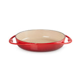 Le Creuset Cast Iron Tatin Dish 25cm Cerise red with cream enamel interior and looped handles, ideal for baking tarts and roasting