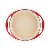 Le Creuset Cast Iron Tatin Dish 25cm Cerise red with cream enamel interior and looped handles, ideal for baking tarts and roasting