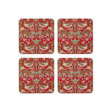 Nostalgic Strawberry Thief Coasters Red Set of 4 - Minimax