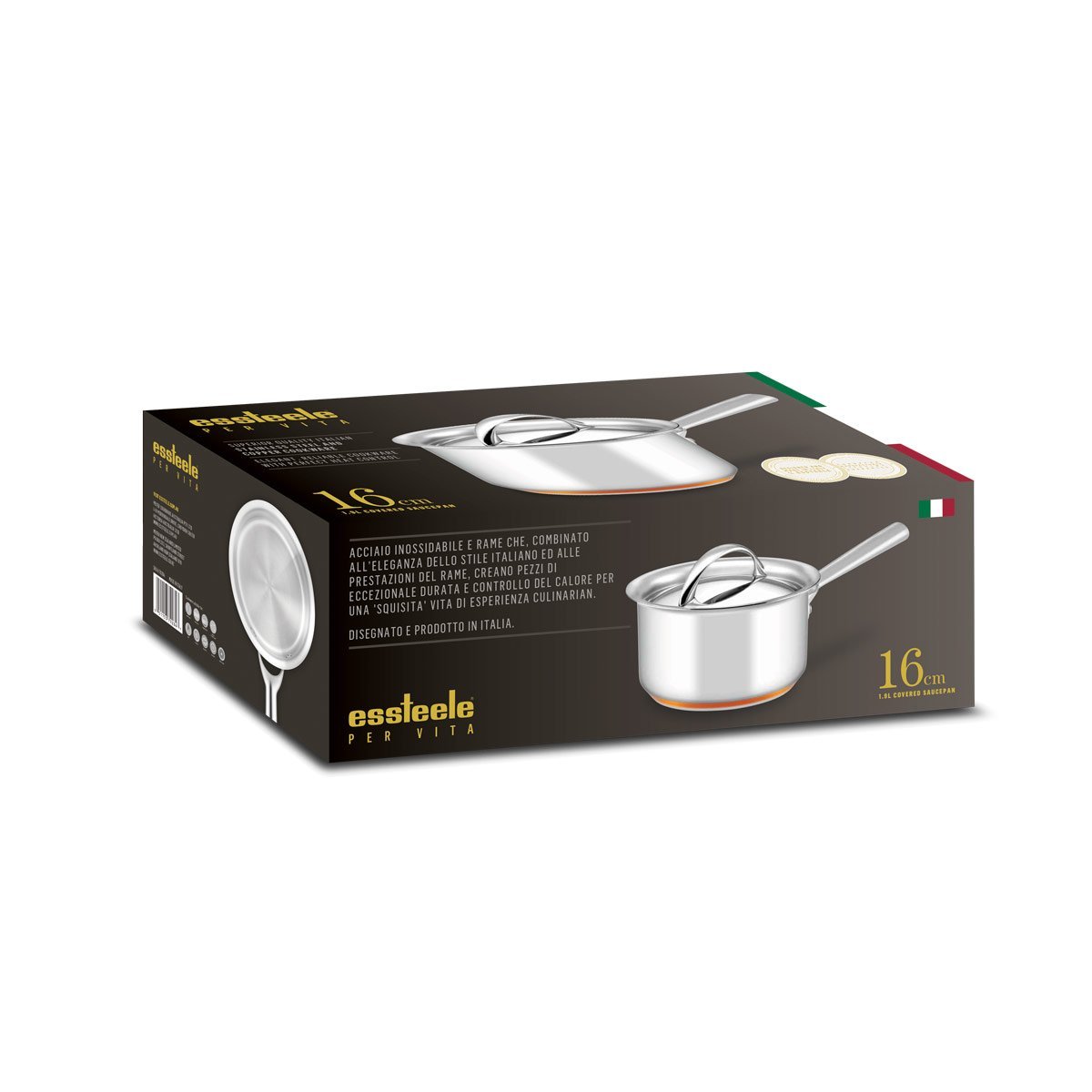 Essteele Per Vita Copper Base Stainless Steel Induction Covered Saucepan 16cm (1.9L) | Minimax