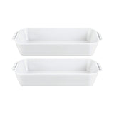 Pillivuyt Deep Rectangular Bakers Set of 2 – front view of bakers stacked