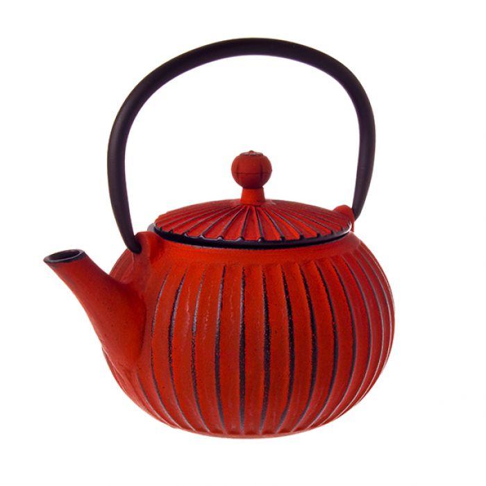 Teaology Ribbed Cast Iron Teapot Red/Black 500ml | Minimax
