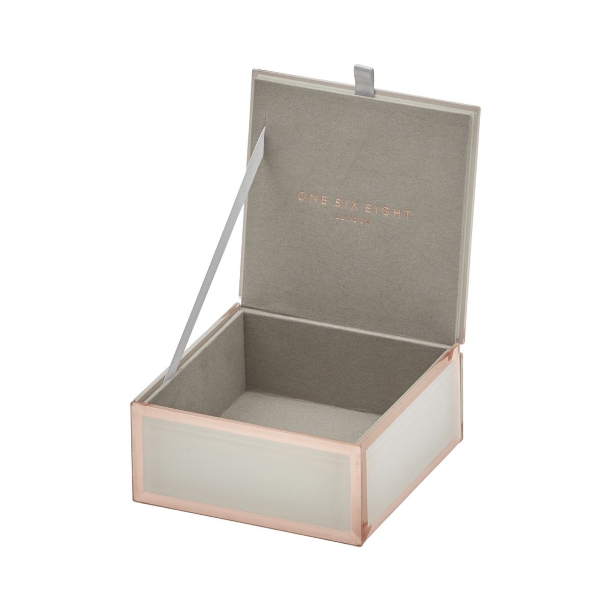 One Six Eight London Sara Jewellery Box White & Rose Gold Small | Minimax