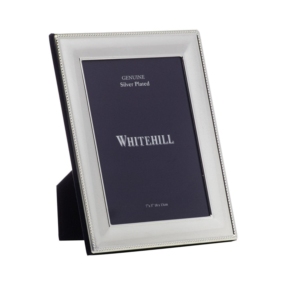 Whitehill Plate Frame Bead Velvet Back Silver 18cm x 13cm