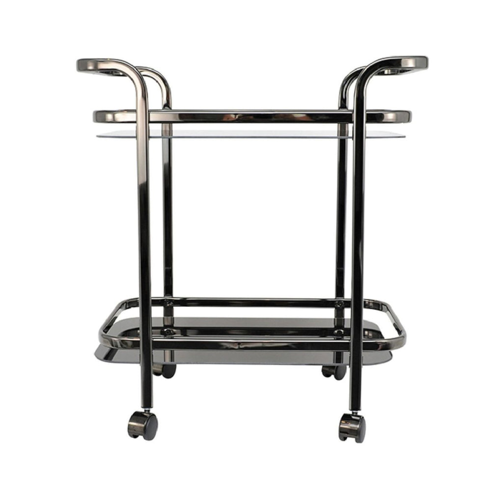 Trist Nickel Glass Bar Cart – Black - Minimax