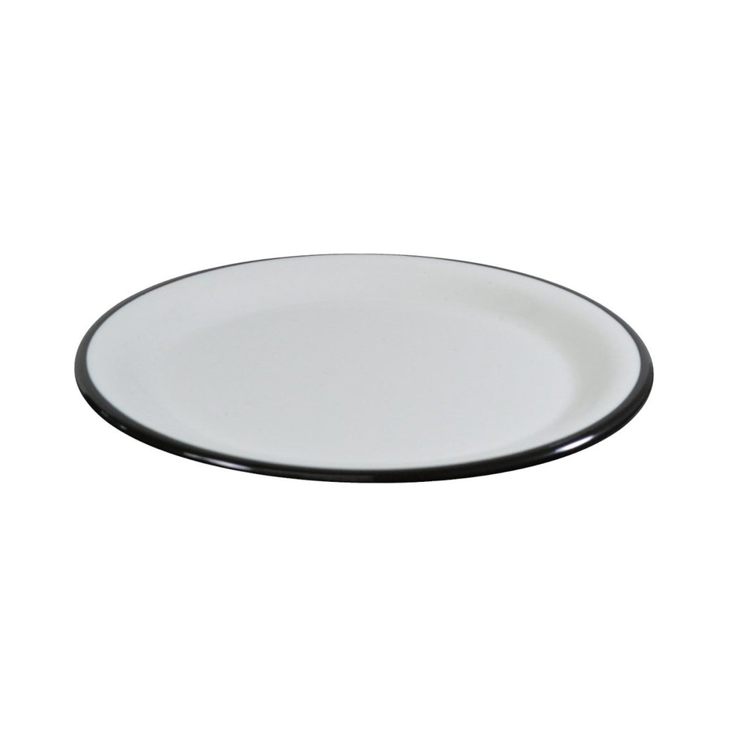 Vintage Round Plate White / Black Rim 25cm - Minimax