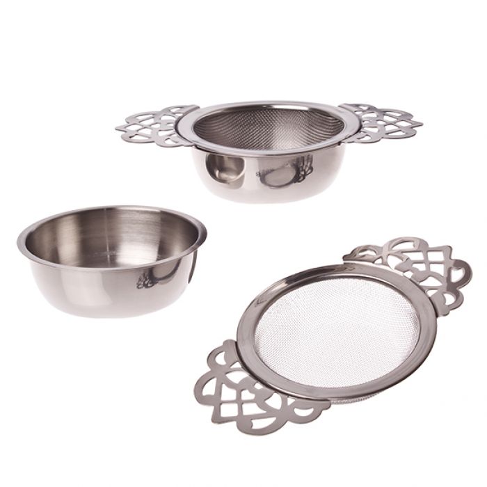 Vintage Stainless Steel Tea Strainer with Bowl - Minimax